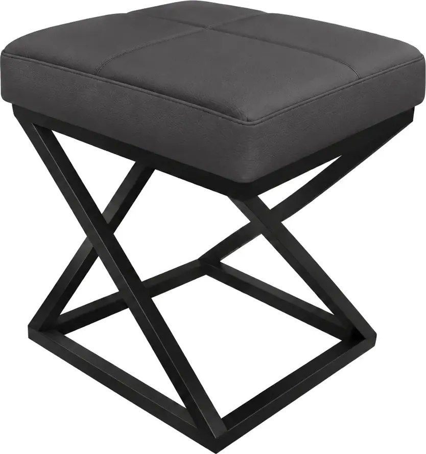 Pufa ZOA LOFT podstawa czarna : Kolor nogi - Czarna, Kolor tkaniny - EKO-SKÓRA - 23D, Typ tkaniny - Eko-skóra