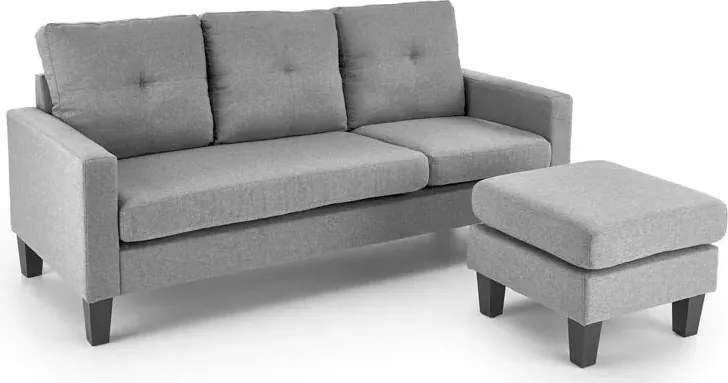 Popielata sofa z dostawianym podnóżkiem D8-D05
