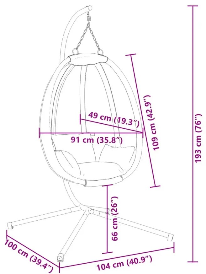 Antracytowy fotel wiszący kokon - Syntia 3X
