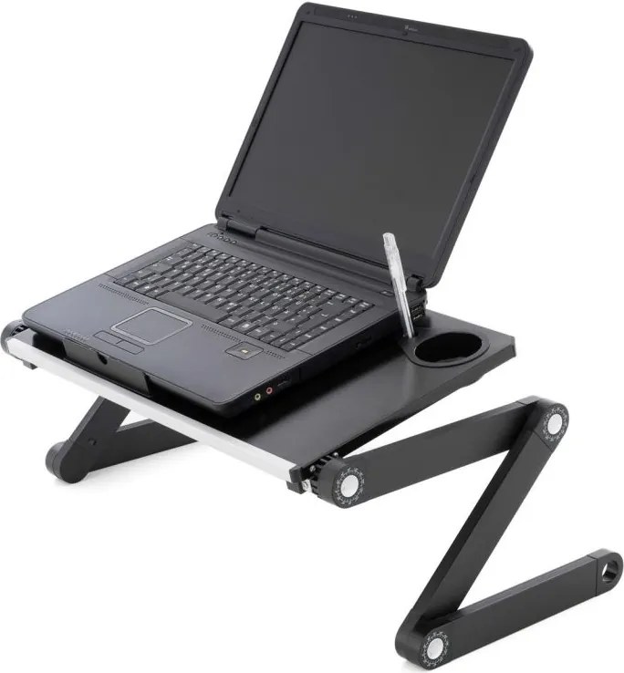 Stolik na laptopa z wentylatorem USB - srebrny czarny