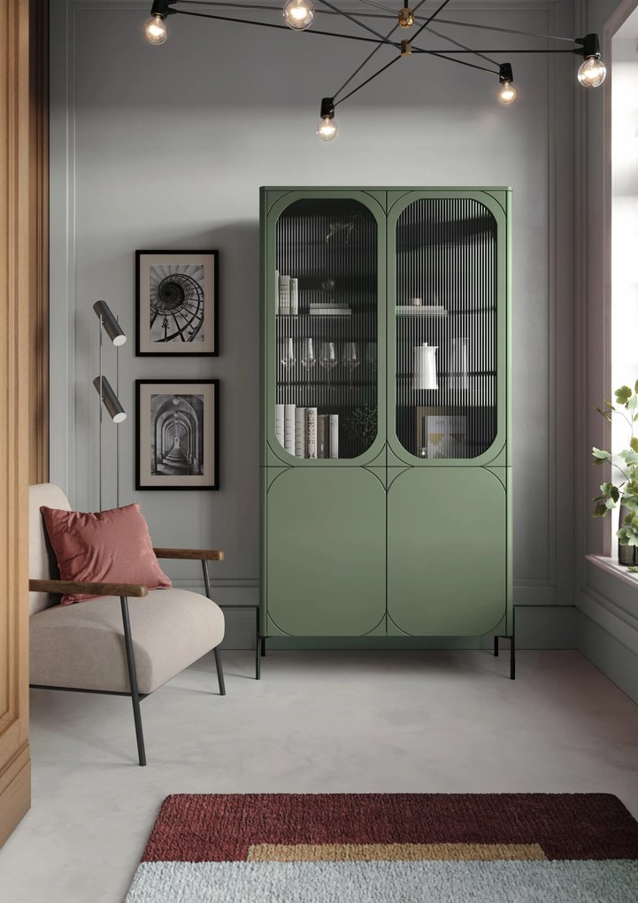 Witryna Sonatia do salonu 100 cm - oliwka