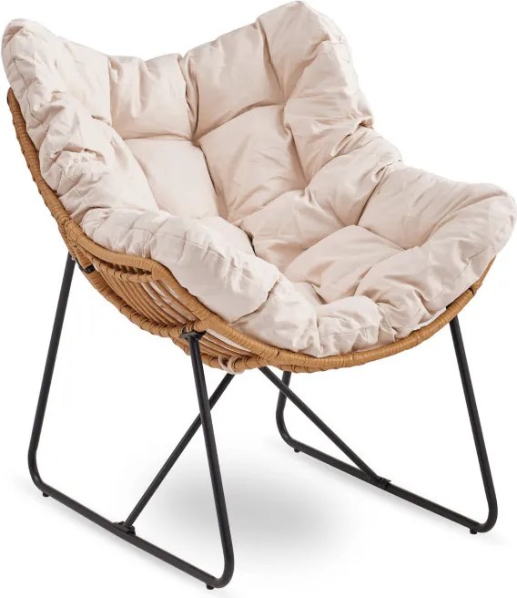Fotel Wypoczynkowy Ogrodowy FIN na Płozach Beżowy Nowoczesny