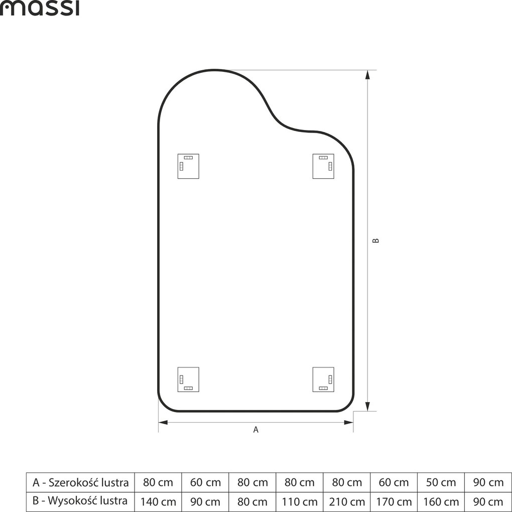 Lustro o nieregularnym kształcie oszlifowane z podświetleniem LED BLOOM Oval | Różne rozmiary | Różne kolory : Kolor tafli szkła - Srebrny, Rozmiar - 50x160 cm
