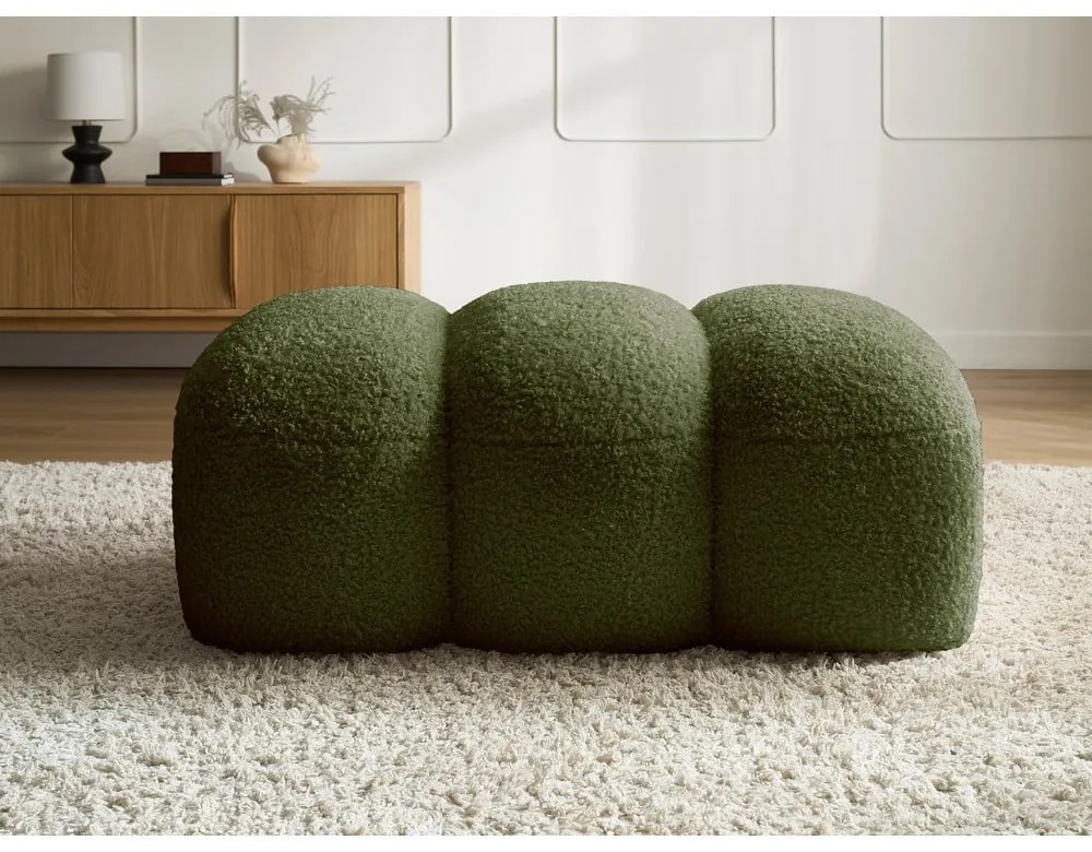 Zielony podnóżek z materiału bouclé Hippolyte – Bobochic Paris