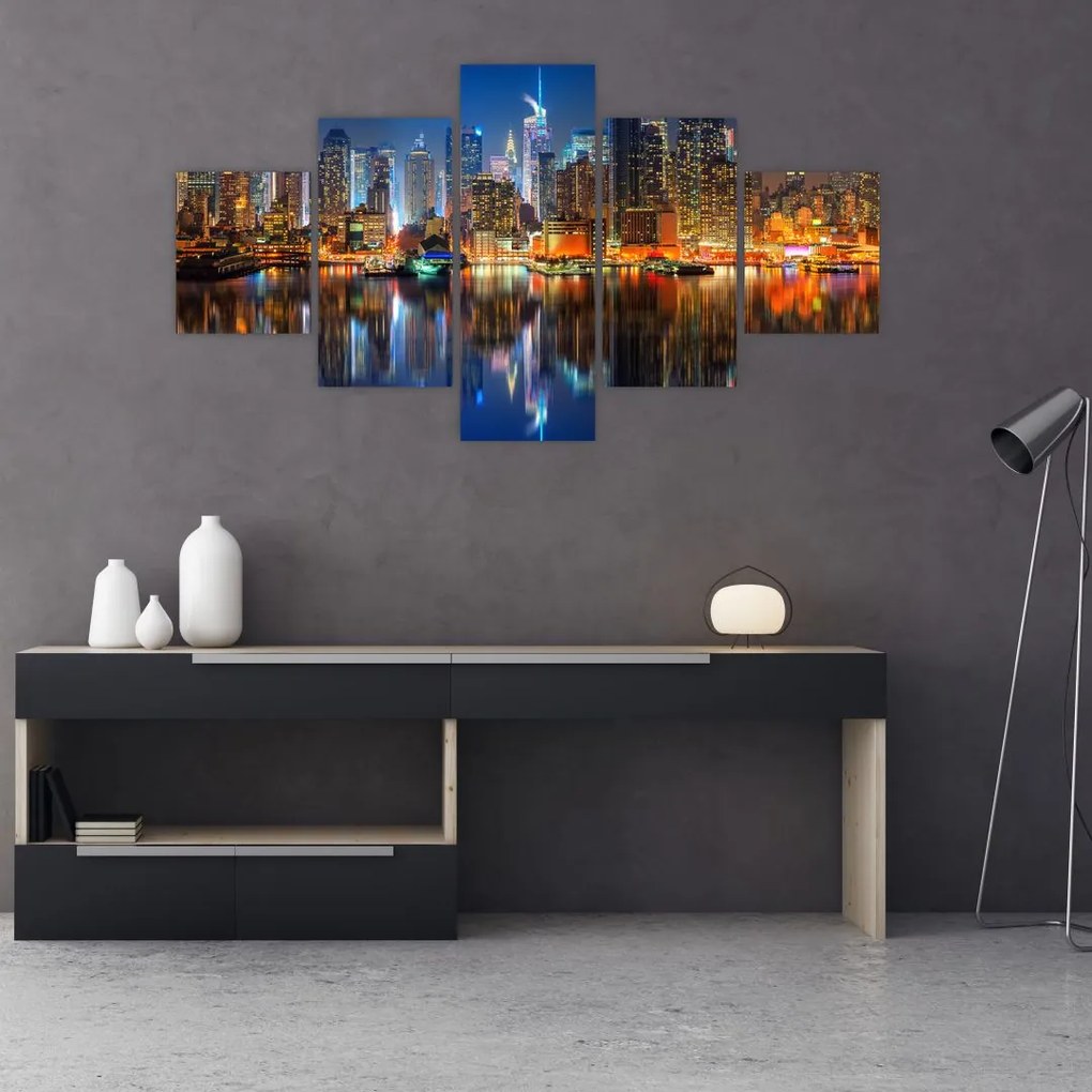 Obraz Manhattanu w nocy (125x70 cm)