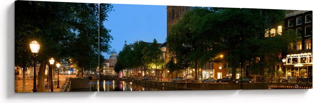 Obraz nocnego historycznego miasta (170x50 cm)