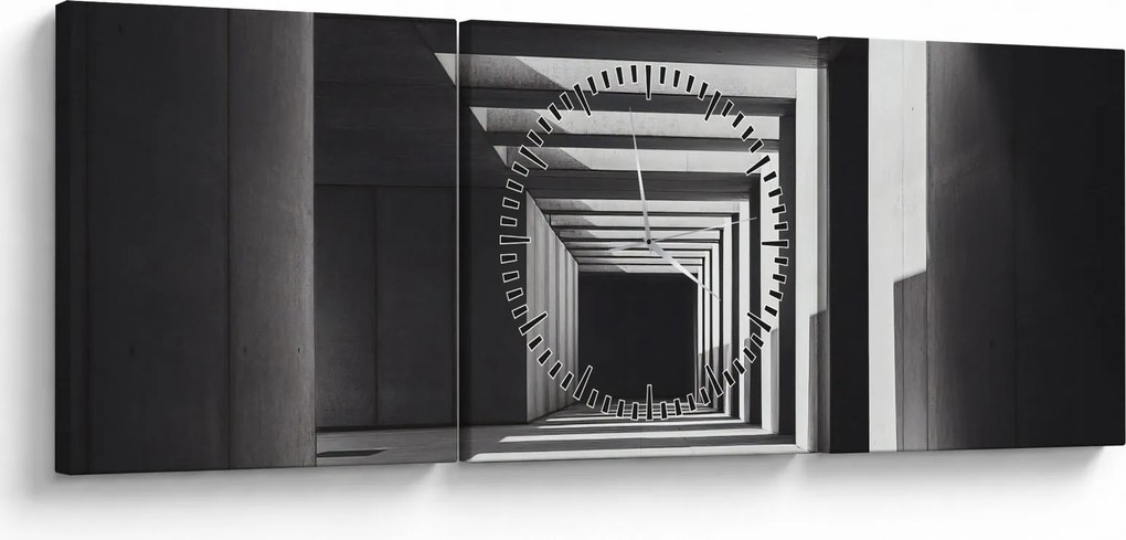 Obraz - Kwadratowy tunel (z zegarem) (90x30 cm)