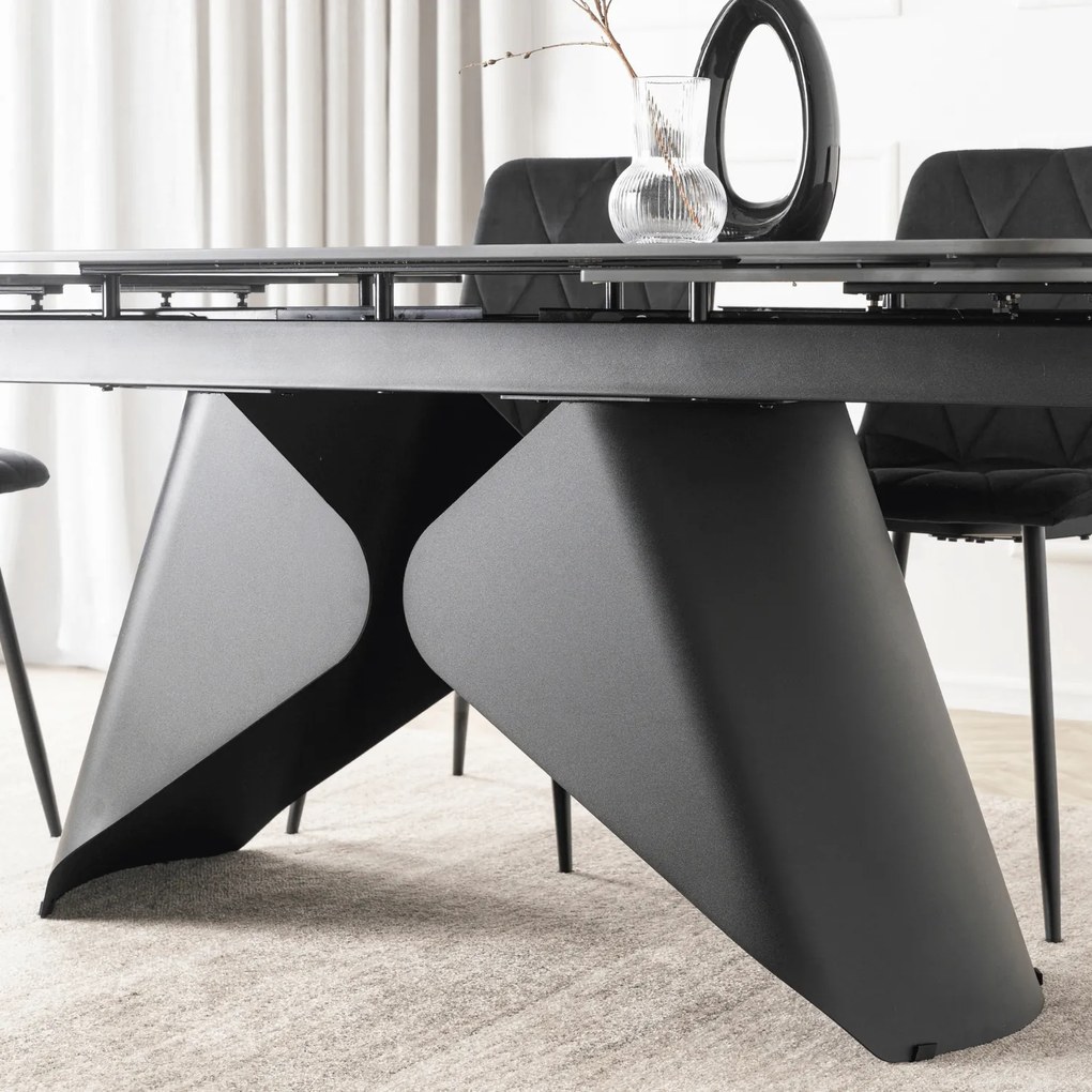 Ceramiczny stół z rozkładanym blatem Verona 160-240 cm, czarny marmur/czarny