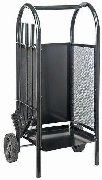 Kosz kominkowy/wózek z narzędziami 82,5 cm, stal zestaw 3 części