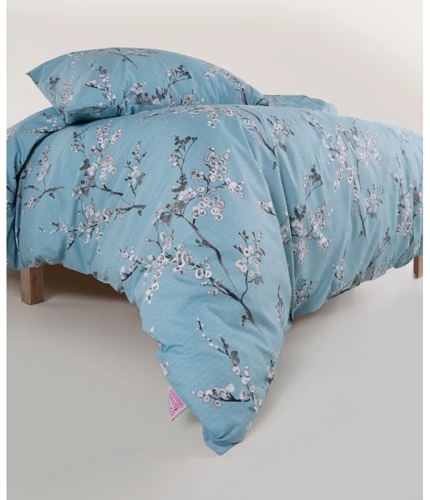 Niebieska pościel jednoosobowa z bawełny renforcé 140x200 cm Blue Floral – Mila Home Luxury