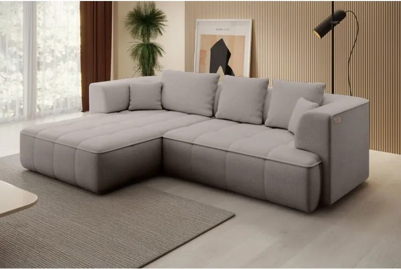 Narożnik ALBIO S Lewostronny z elektryczną regulacją siedziska, funkcja spania, wolnostojący w tkaninie EDEN 07 WERSAL