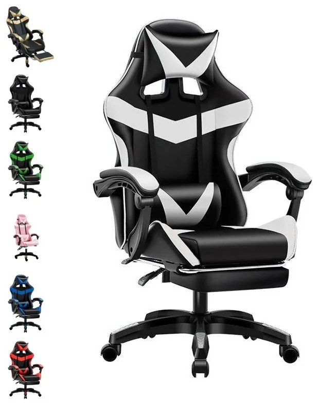 Fotel gamingowy Games krzesło biurowe obrotowe z podnóżkiem + masaż