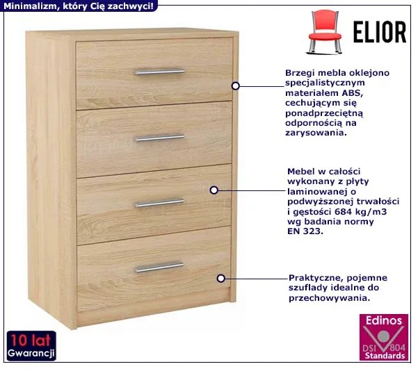 Skandynawska komoda z szufladami dąb sonoma R2-W15