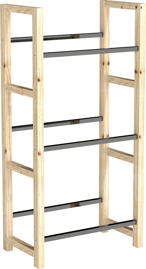 Outsunny Regał na 3 Skrzynki z Napojami, Drewniany Stojak z 3 Poziomami 56 x 32 x 112 cm, Drewno Naturalne