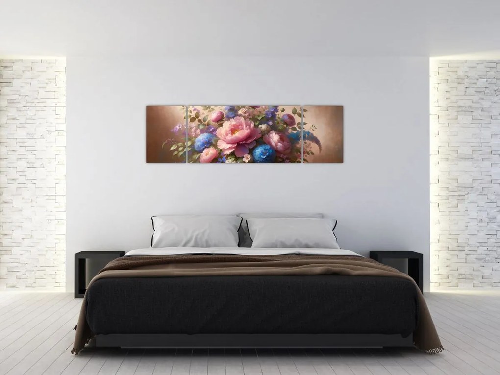 Obraz - Stół pełen kwiatów (170x50 cm)