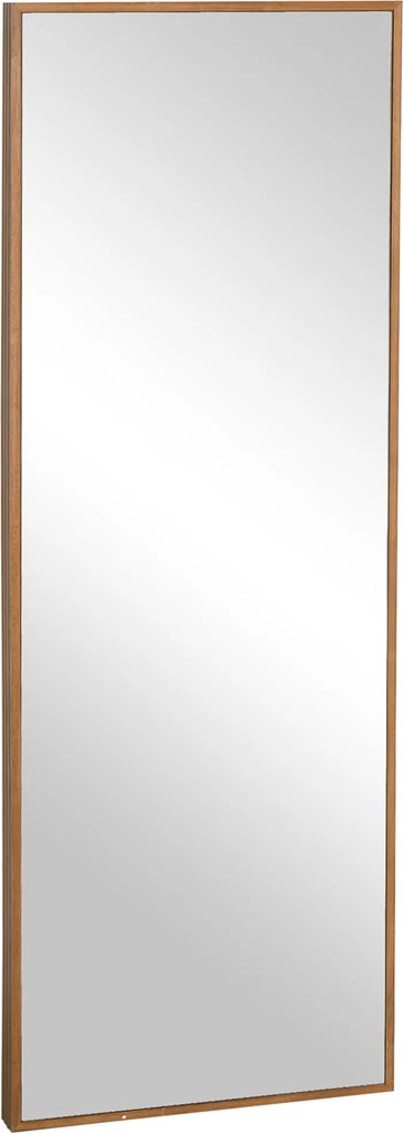 HOMCOM Lustrzany Wieszak na Ścianę 125x45cm z Drewnianą Ramą Naturalny Wystrój Korytarza | Aosom PL