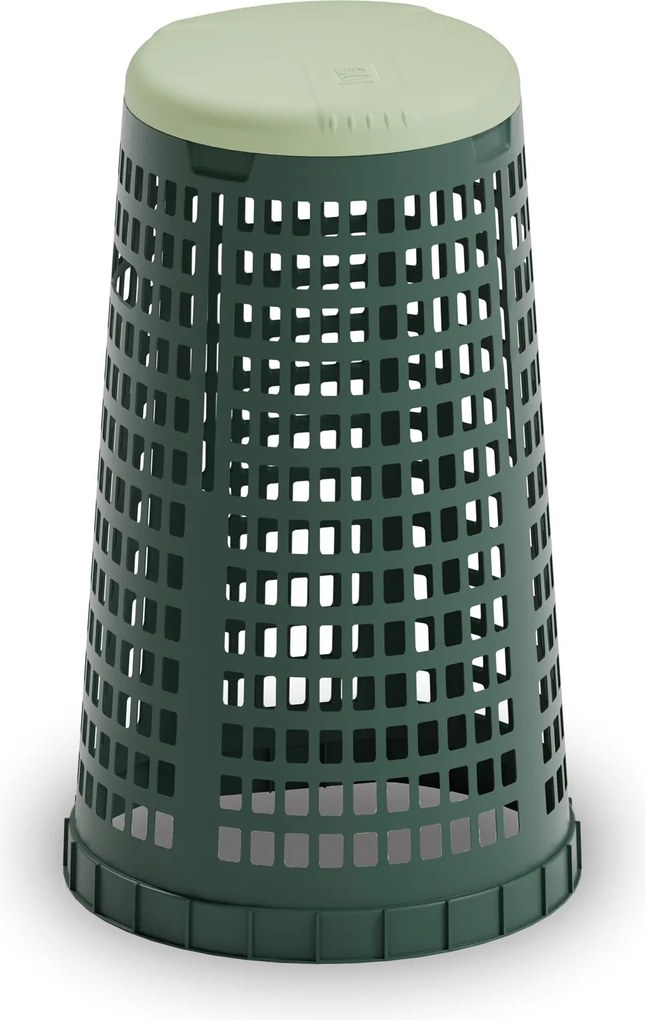 Plastikowy kosz na worki na odpady 120 l, zielony, zielone wieko