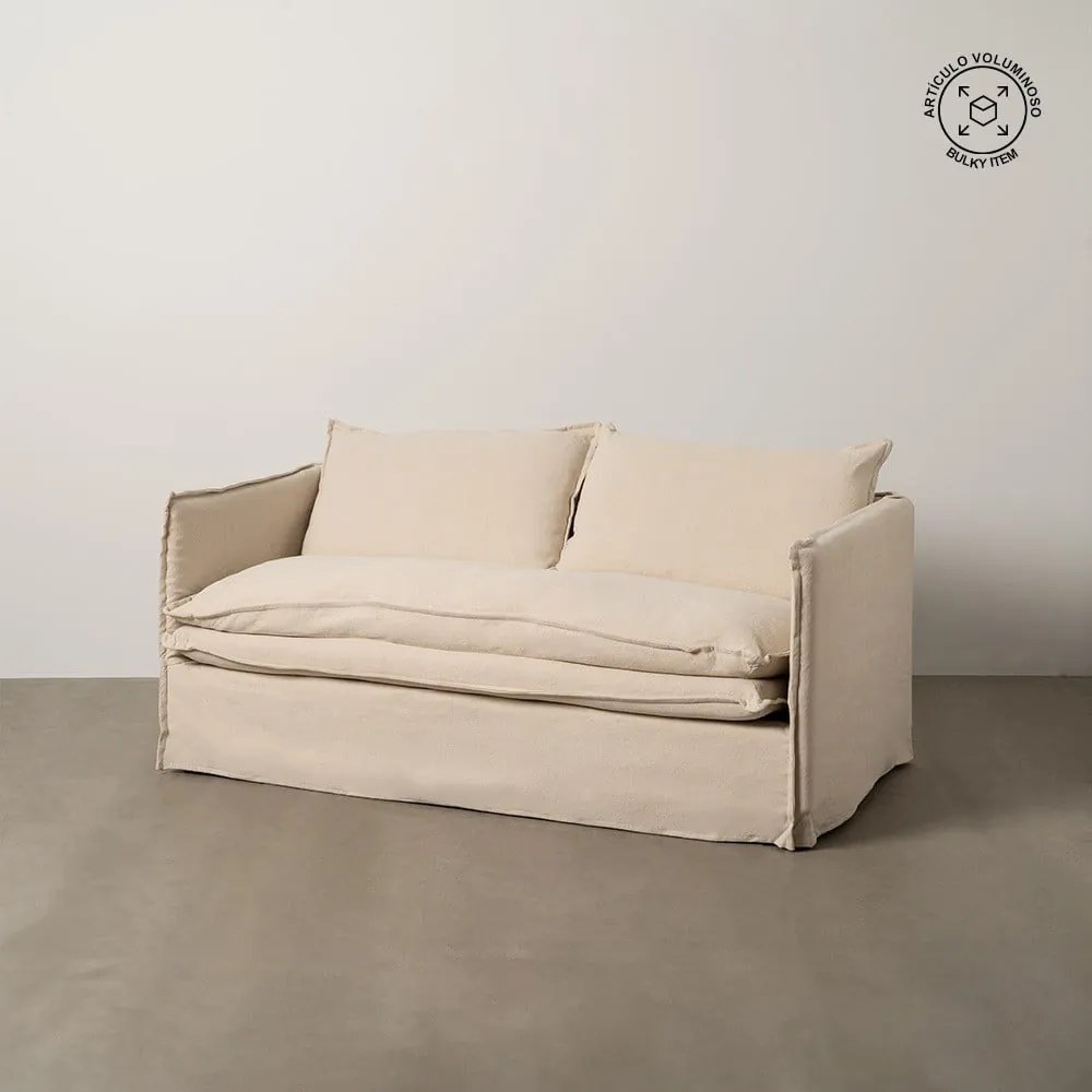 Kremowa lniana sofa 180 cm – Ixia