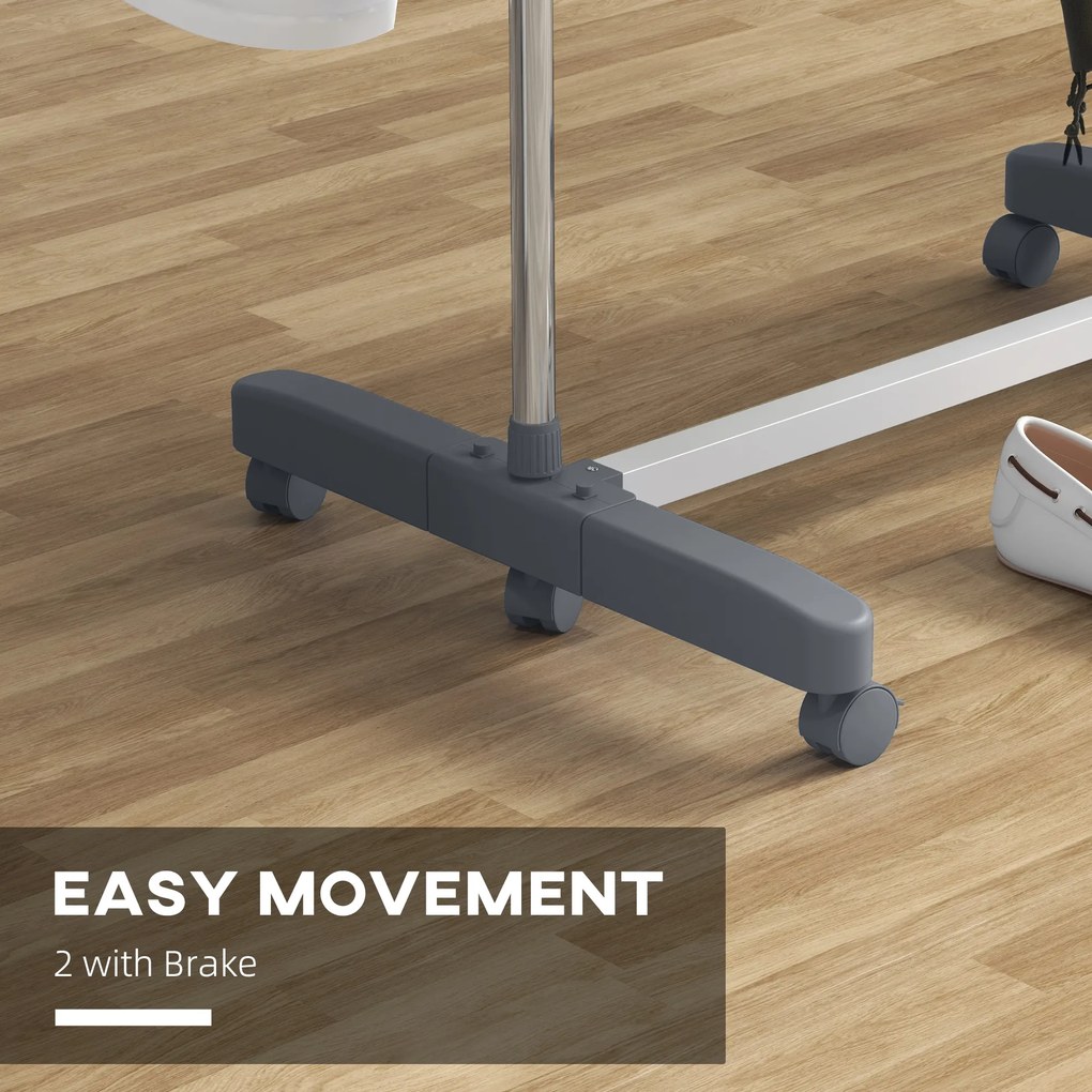 HOMCOM Stojak na pranie składana suszarka do ubrań 4 poziomy system One-Click 142x55x152 cm | Aosom PL