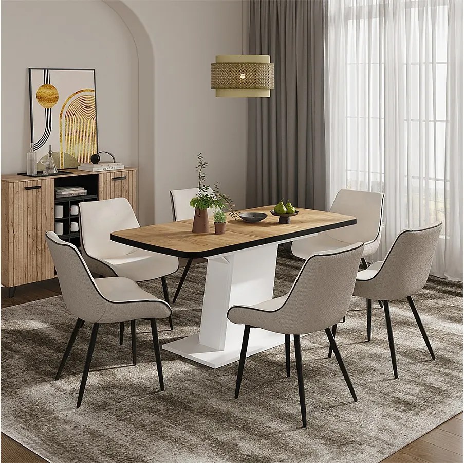 Stół jadalny gold power dąb/biały 120x80x77.3 fenaro