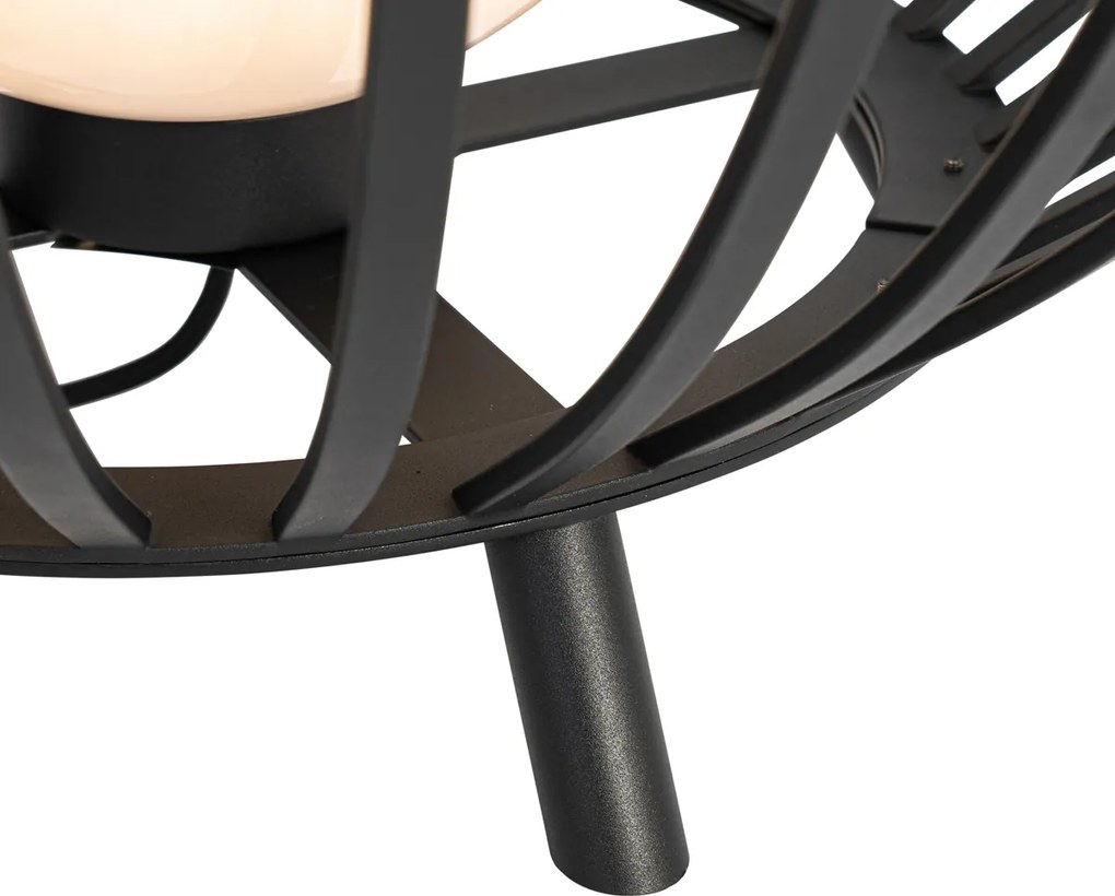 Designerska lampa podłogowa czarna z opalinem 110 cm - Angela