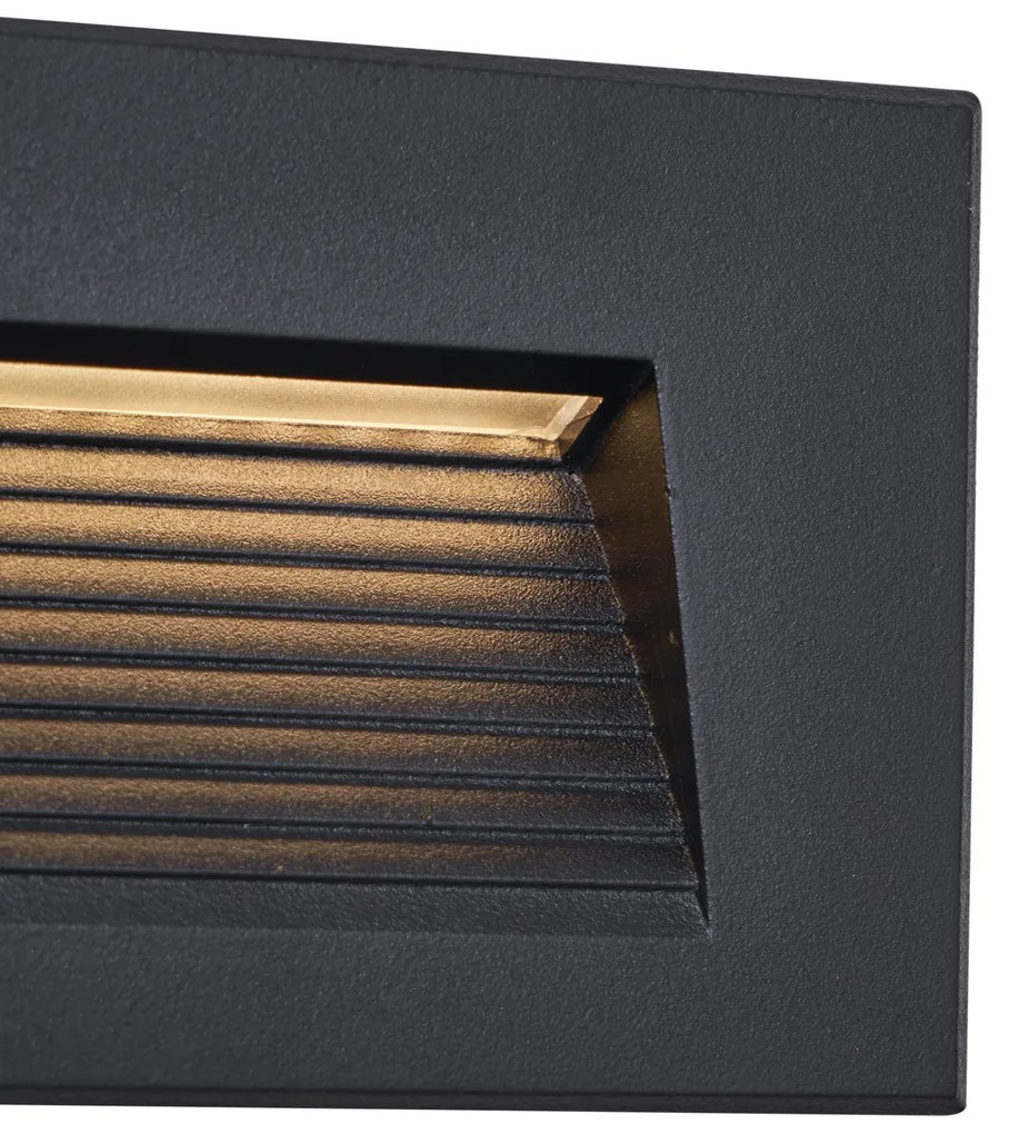 Zewnetrzna Nowoczesna Lampa Ścienna Wpuszczana Czarna 11.5cm z LED IP65 - Trem Nowoczesny Oswietlenie zewnetrzne