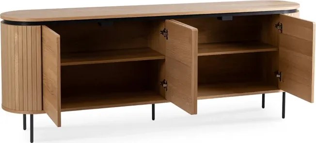Komoda do Salonu BECK 200 cm Dąb Czterodrzwiowa Ryflowana Nowoczesna
