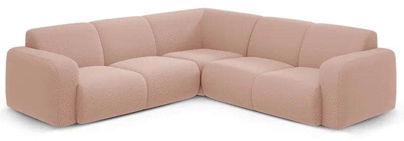 Jasnoróżowy narożnik z materiału bouclé (strona zmienna/w kształcie litery L) Molino – Micadoni Home