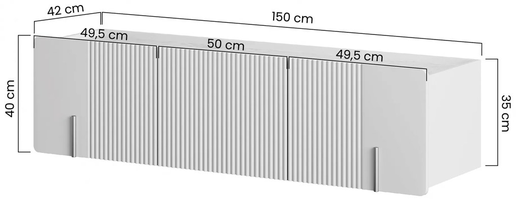 Szafka RTV Malmi 150 cm wisząca - czarny mat / złoty