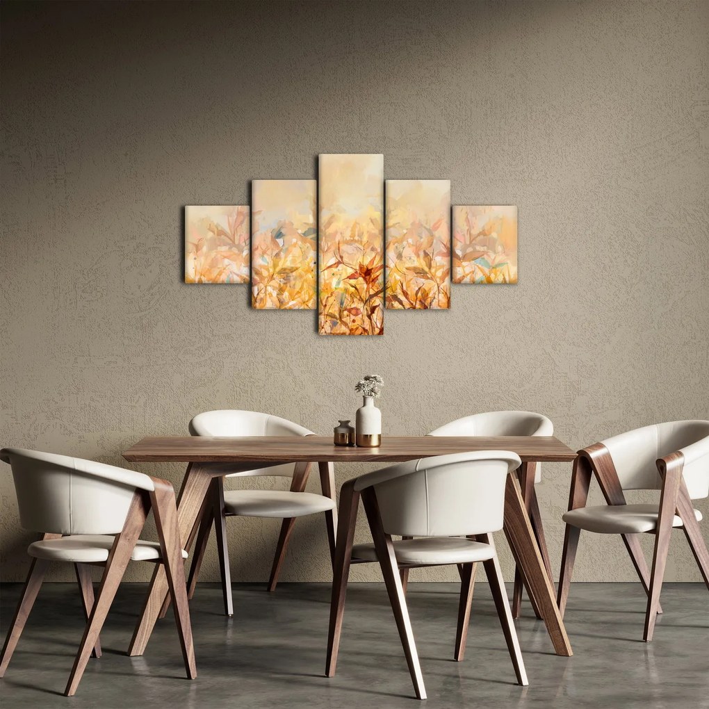 Obraz - Liście w jesiennych kolorach, obraz olejny (125x70 cm)