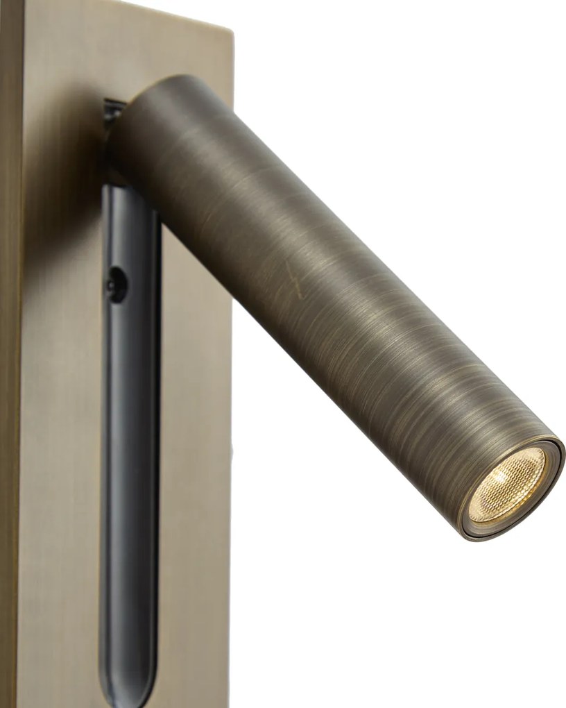 Zestaw 2 nowoczesnych lamp ściennych ciemny brąz z LED - Plaza