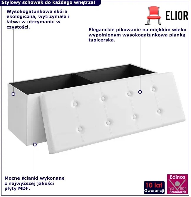 Biała pufa skórzana z guzikami - Ebro 5X