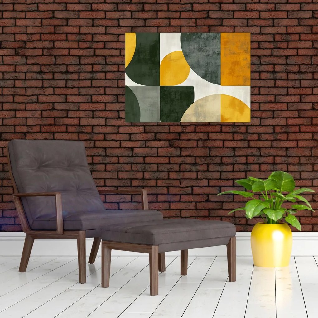 Obraz na szkle - Abstrakcja w oliwkowym kolorze (70x50 cm)