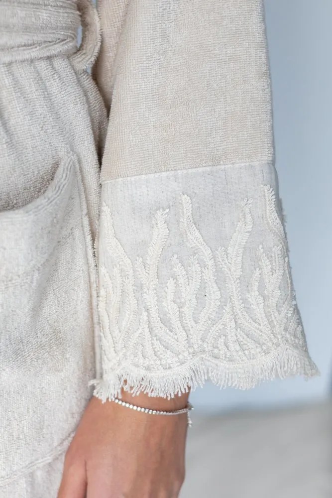 Damski szlafrok MAYA w ozdobnym opakowaniu S Jasnobeżowy