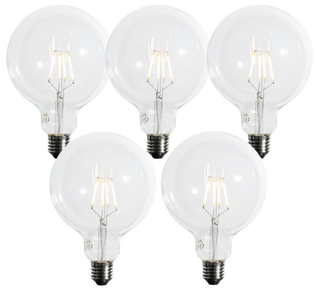 Zestaw 5 żarówek LED E27 3-stopniowo ściemnialnych z żarnikiem spiralnym G125 4W 450 lm 2700K