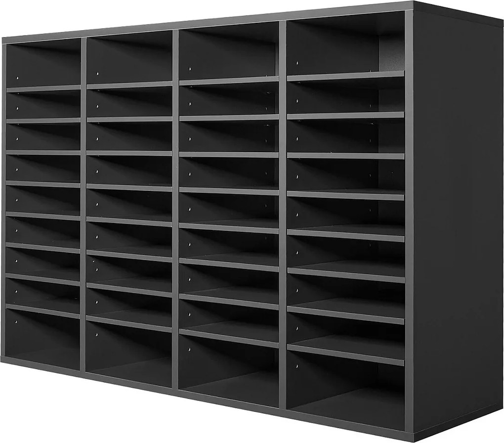 Organizer na Biurko, SucceBuy Drewniany Organizer na Literaturę - 36 Przegródek, Regulowane Półki, Szary