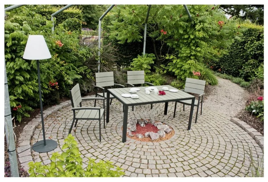 Szare metalowe/plastikowe krzesło ogrodowe Olivia – Garden Pleasure