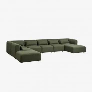Sofa Modułowy Z Prawym Szezlongiem, 6-częściowy Z Pufą Fogler Tkanina Baranek Boucle Żółty Curri - Sklum