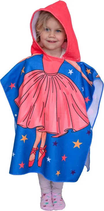 Ponczo dziecięce BALLERINA niebieskie 60 x 90 cm Rozmiar: 60 x 90 cm