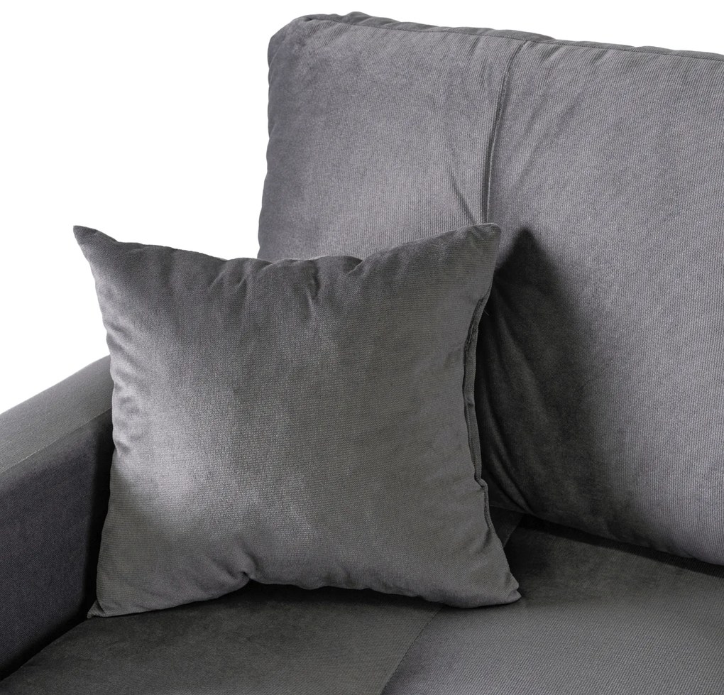 Sofa z Funkcją Spania SEUL Rozkładana Dwuosobowa Welurowa Szara Nowoczesna do Salonu
