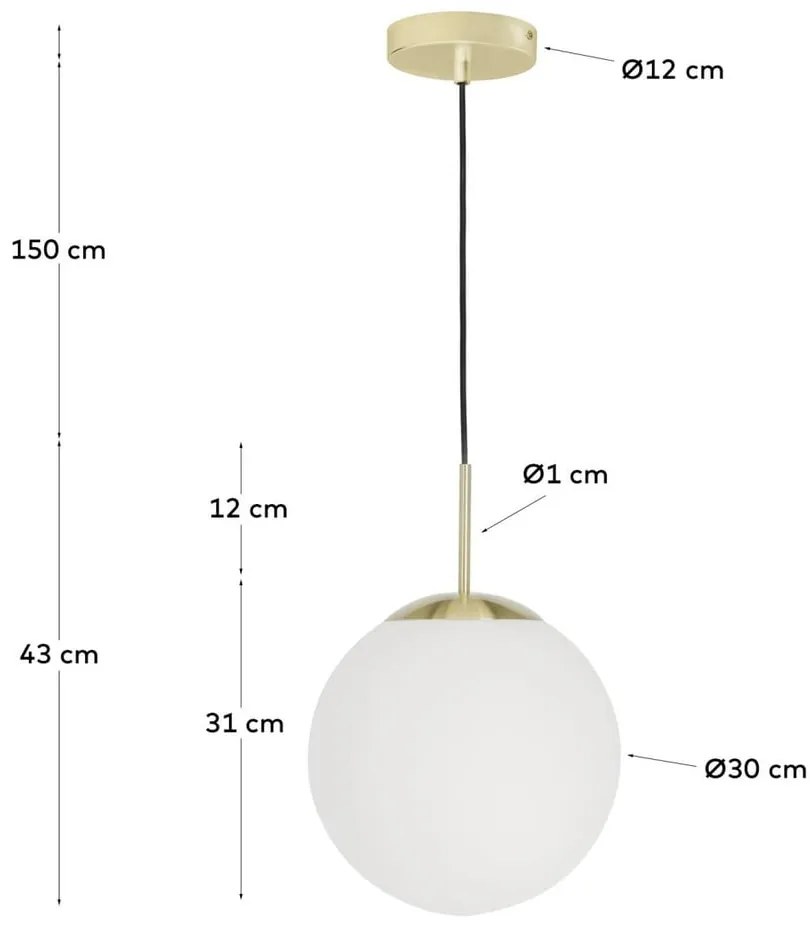 Biała/w kolorze złota lampa wisząca ze szklanym kloszem ø 30 cm Mahala – Kave Home