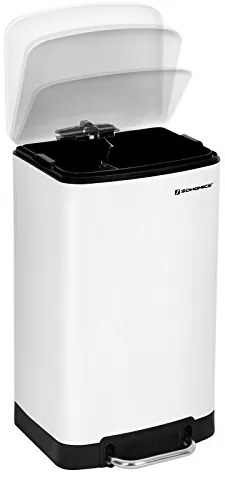 SongmicsHome Kosz na śmieci z wolnym zamykaniem SLOW, 30l, biała