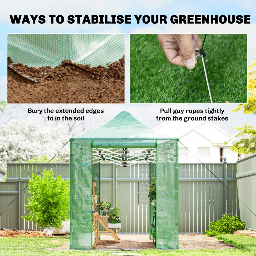 Outsunny Szklarnia typu pop-up ok. 200x300x270 cm Składana szklarnia foliowa z dachem dwuspadowym, drzwiami i oknami na zamek błyskawiczny | Aosom PL