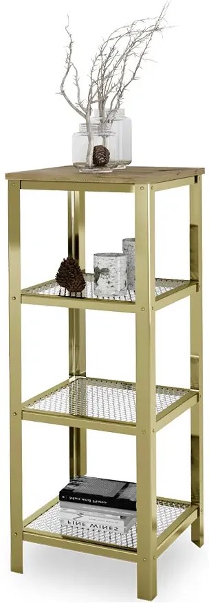 Niski regał w stylu glamur złoty + dąb artisan T6-C99