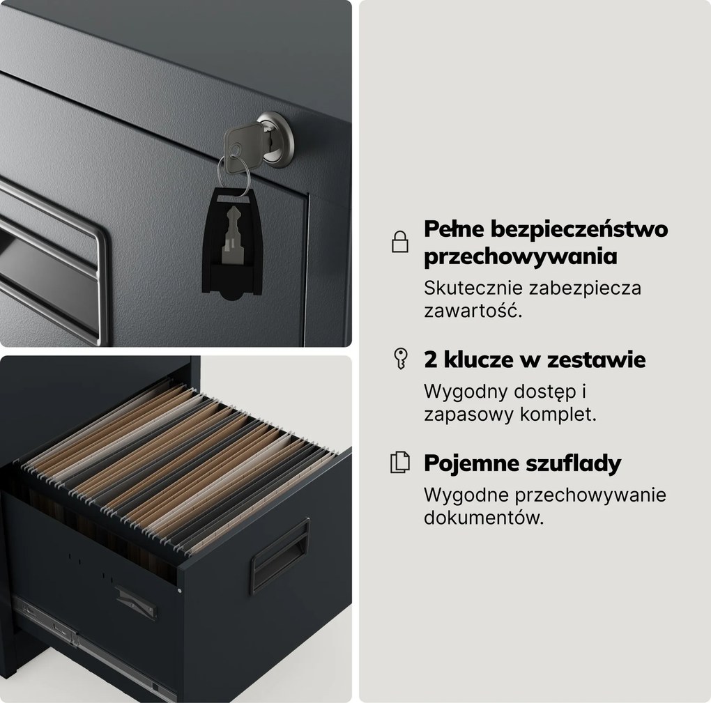 Szafa kartotekowa metalowa z 5 szufladami antracytowa, 460x1625.5x600 mm: SARA V5