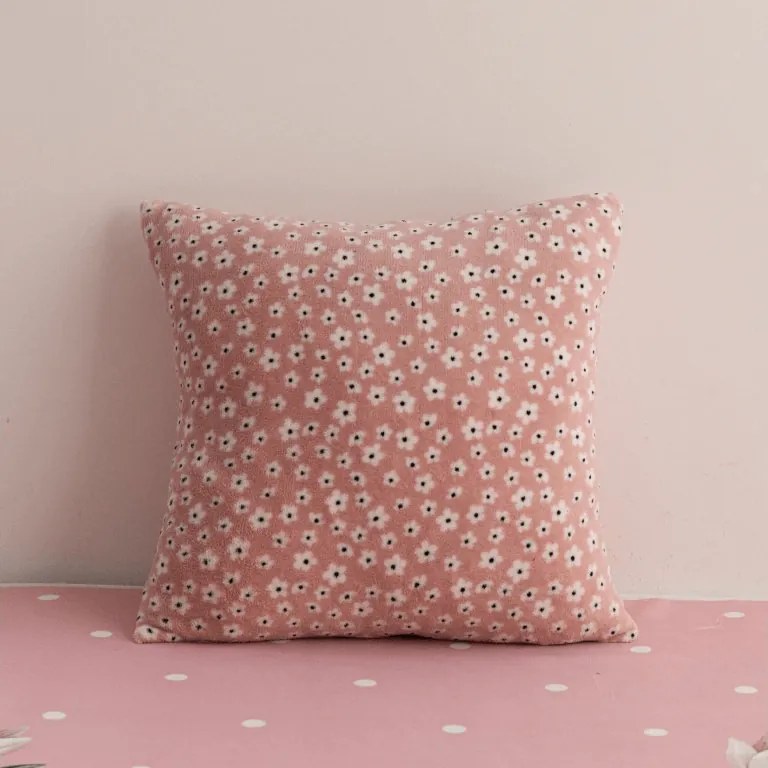 Dwustronna poszewka na poduszkę DUO SENSE DAISELLE 45x45 cm mikroplusz/flanela, różowy