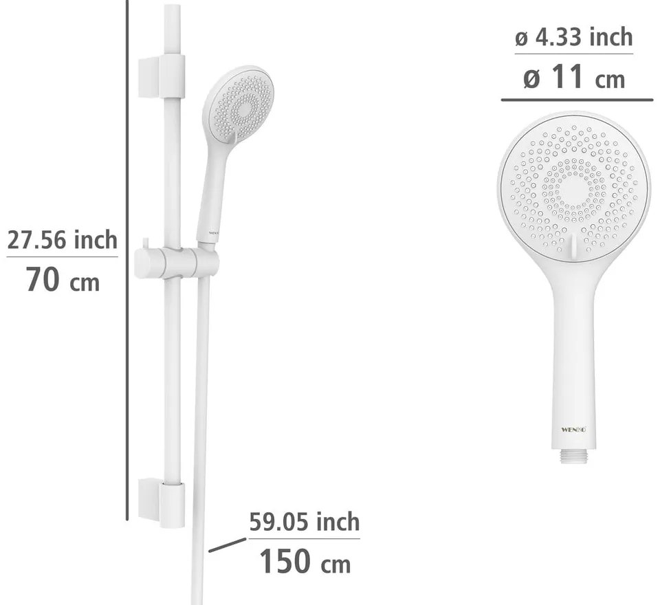 Biały zestaw prysznicowy ze stali nierdzewnej 70 cm Watersaving – Wenko