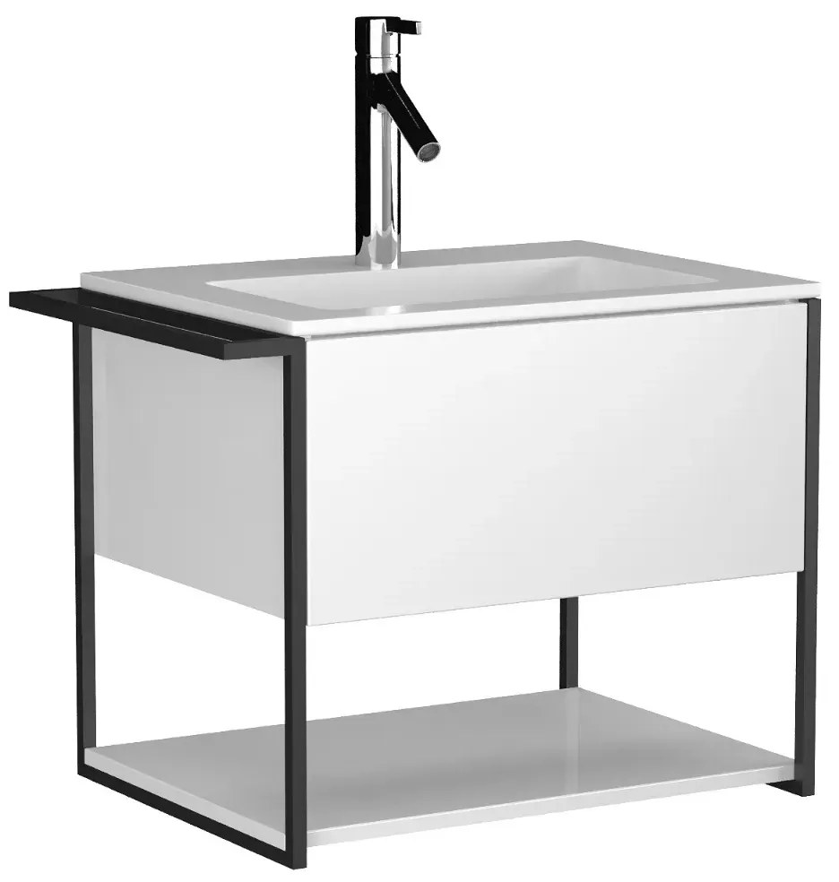 Szafka pod umywalkę LOV 60 cm biały połysk KROFAM