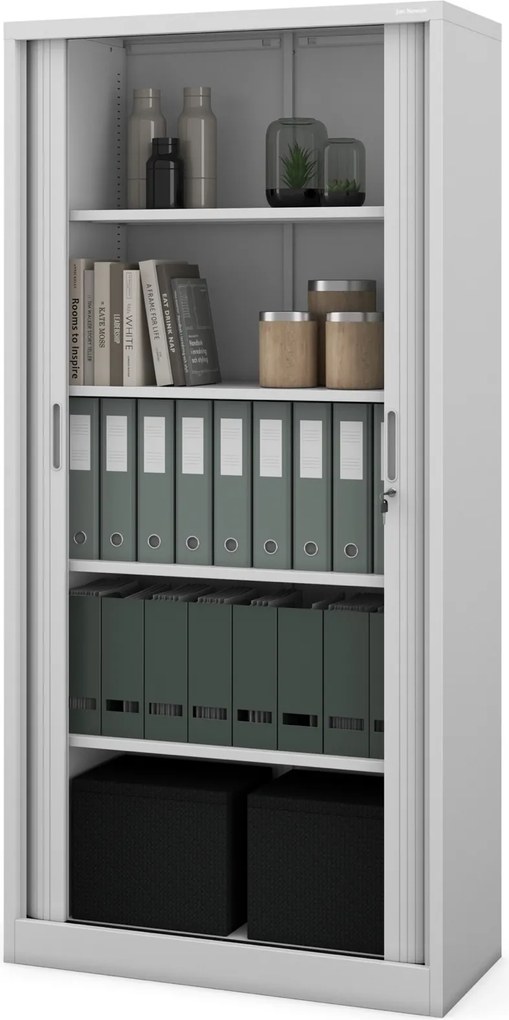 Szafa biurowa na akta z roletą Damian 90x45x185 cm szara