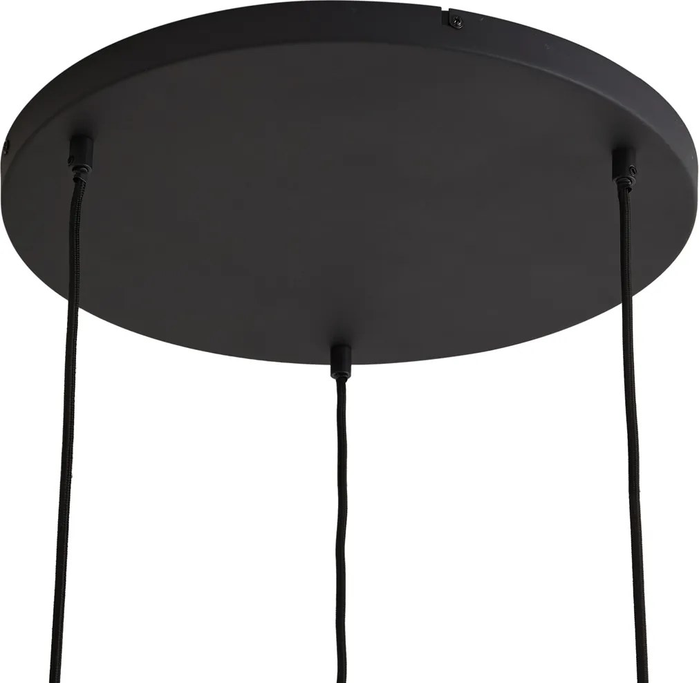 Lampa wisząca Japandi czarna z białym lnianym kloszem 3-punktowa - Rieu
